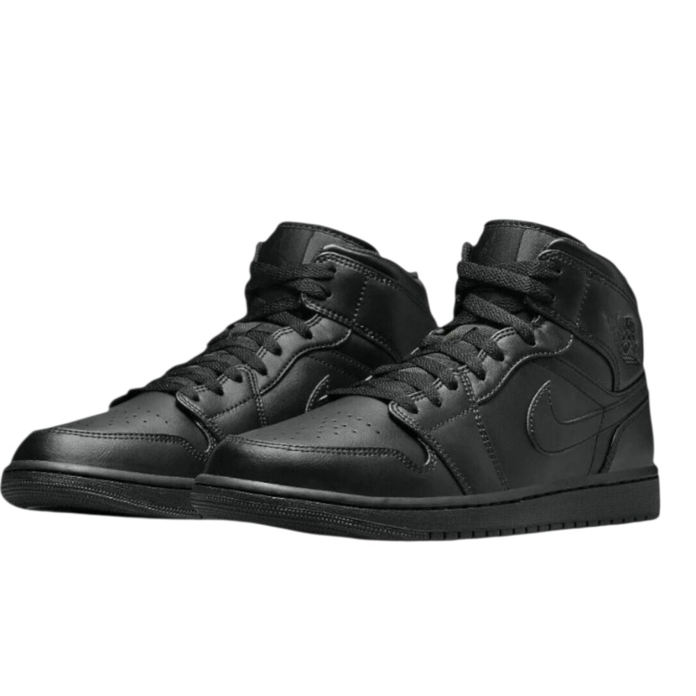 Nike Air Jordan 1 Mid Triple Black Athletic Shoe 554724-093 Men's Size‎ 8 NEW